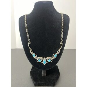 Carolyn Pollack Silver Sleeping Beauty Turquoise Necklace 925 Sterling 17"